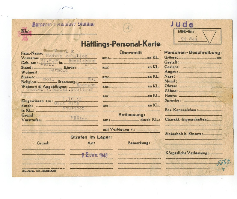 02Häftlingspersonalkarte von Hedwig Valk im KZ Stutthof, Museum Stutthof I-III-28382 Häftlingspersonaldatei_90dpi gedreht.png